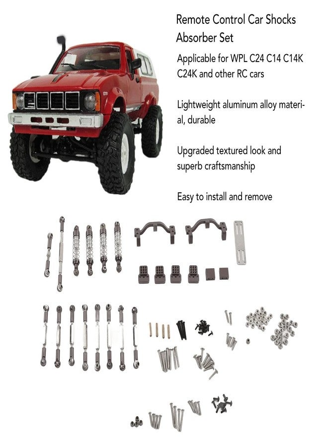 Dilwe RC Car Spare Parts Kit, Aluminum Alloy RC Car Pull Rod Tie Rod Shocks Absorber Bracket Plate Kit Upgrade Spare Parts Compatible with WPL C24 C14 C14K C24K - Image 2